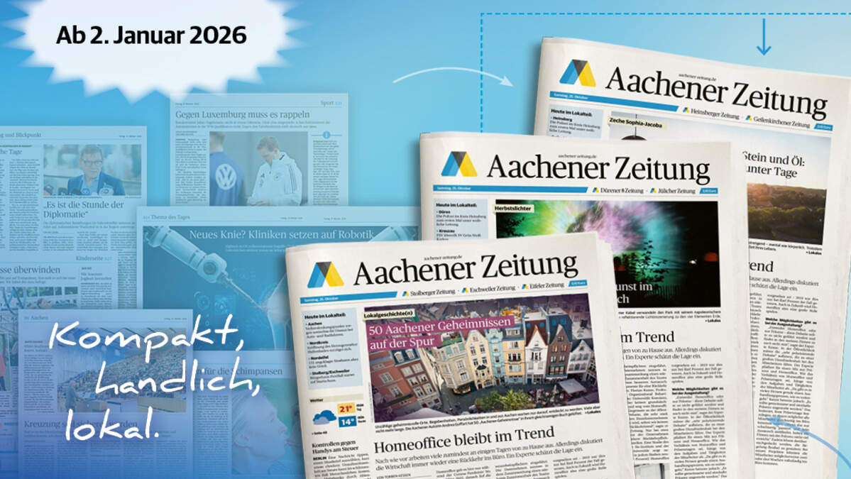 Ab dem 2. Januar im Briefkasten und an jedem Kiosk: Die „neue AZ“ wird in drei Ausgaben auf den Markt kommen: für die Städteregion Aachen, den Kreis Düren und den Kreis Heinsberg.