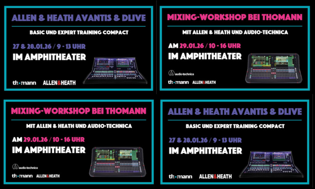 Zwei Allen & Heath und Audio Technica Workshops im Januar 26 (Bildquelle: Thomann)