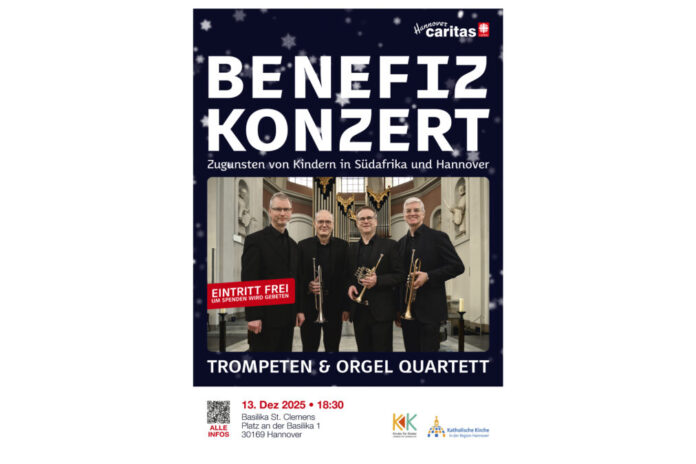 Plakat "Schönes hören – Gutes tun": Benefizkonzert zugunsten von Kindern in Südafrika und Hannover.
