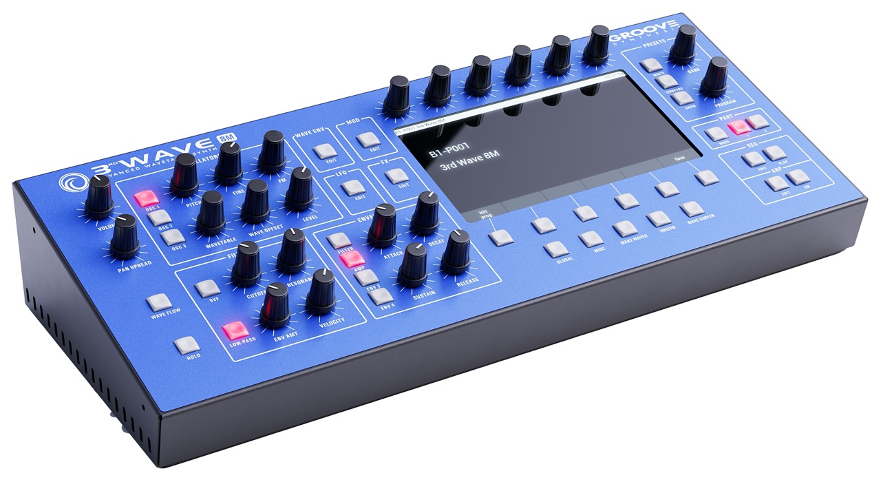 Kompakter Desktop-Synth mit intuitiver Bedienoberfläche, hochwertiger Verarbeitung und eigenständigem Look – der 3rd Wave 8M im Studioeinsatz.