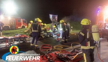 FW-MG: Verkehrsunfall mit zwei beteiligten PKW am Nikolausabend auf der Autobahn A61