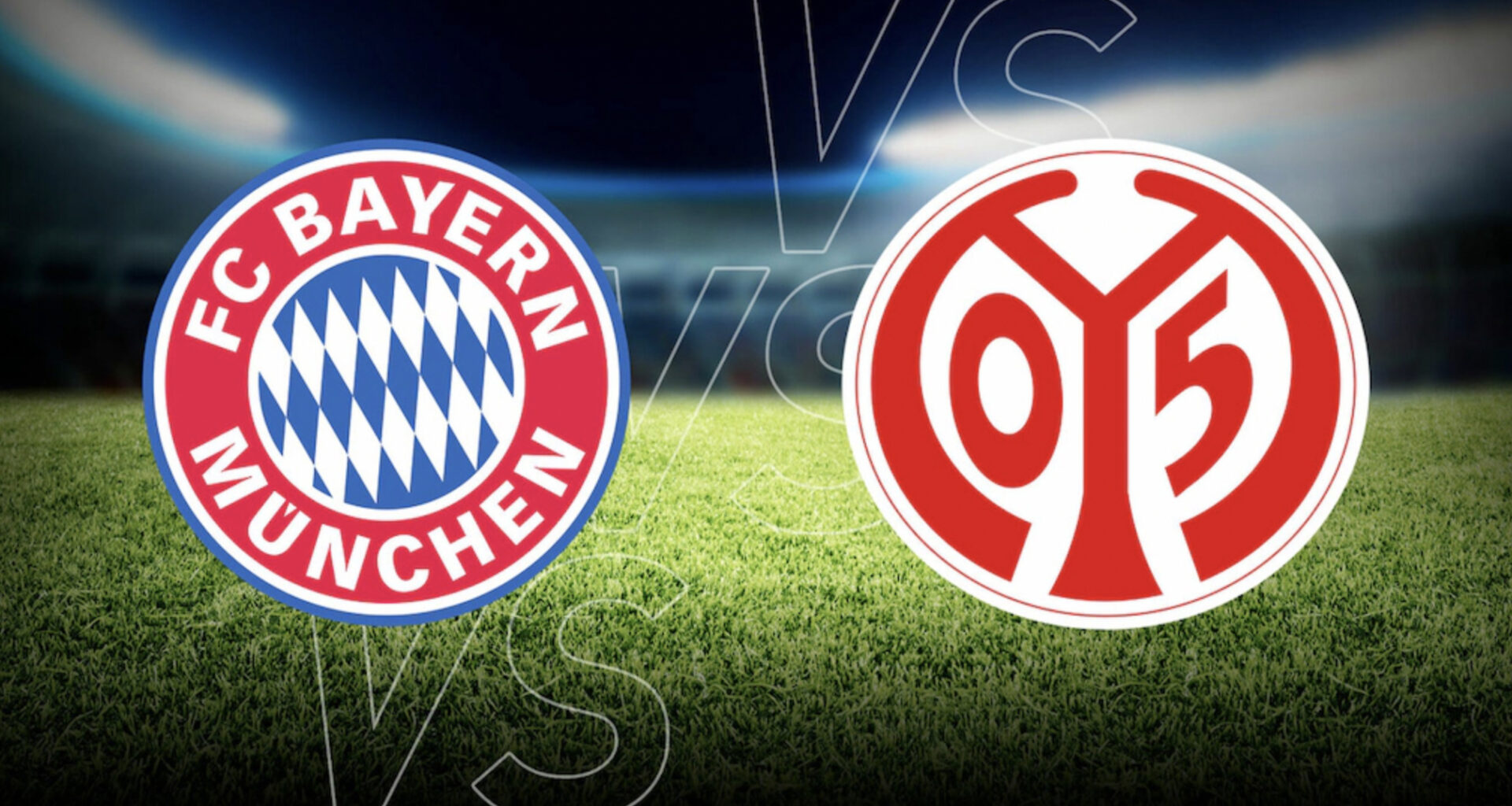 Logos vn Bayern und und Mainz auf Stadionhintergrund