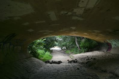 Die ausgetrocknete Mündung der Prießnitz.