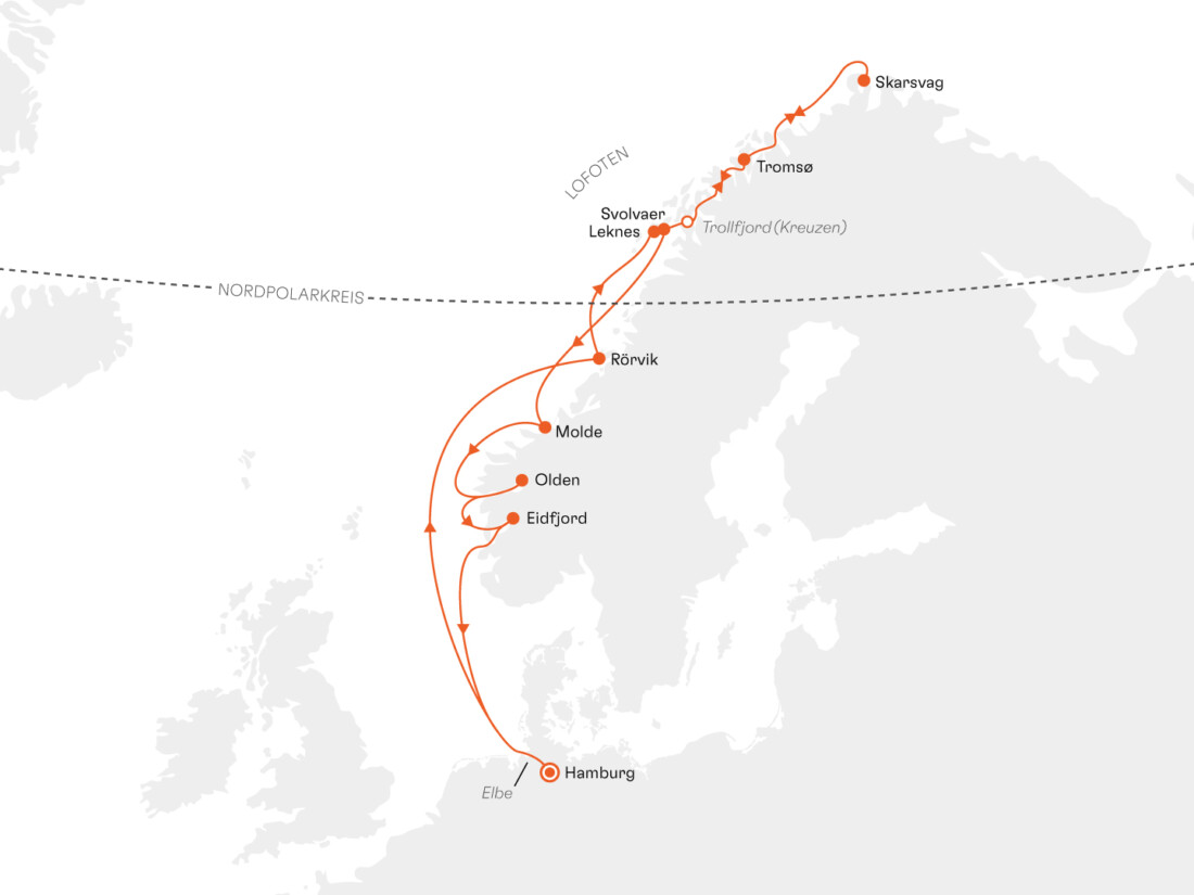MS Europa EUR2616 ab bis Hamburg
