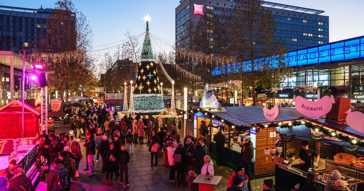 Eisbahn & festliche Attraktionen auf der Prager Straße