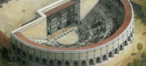 So sah das antike Römische Bühnentheater von Mainz wohl ein mal aus. - Grafik: Gebäudewirtschaft Mainz