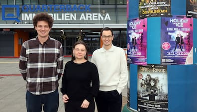 Matthias Kölmel (l.) und Philipp Franke (r.) sind die Geschäftsführer der ZSL Betreibergesellschaft. Iris Rackwitz (Mitte) ist Eventmanagerin.