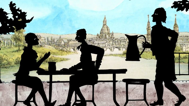 Sequenz aus dem Silhouettenfilm „Komponieren beim Spazieren“ über Carl Maria von Weber