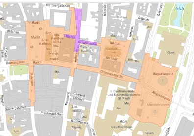 Die Leipziger Innenstadt wird zum Sperrbereich: Während der Öffnungszeiten des Weihnachtsmarktes sind hier keine Fahrzeuge erlaubt.