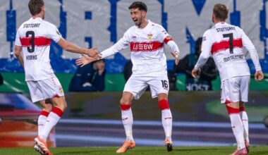 Der VfB feiert die 1:0-Führung in Bochum.