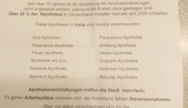 auch Apotheken in Halle (Saale) weisen auf chronische Unterfinanzierung hin – Du bist Halle