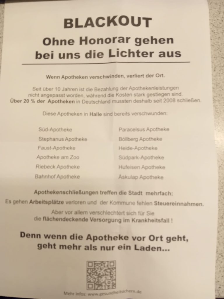 auch Apotheken in Halle (Saale) weisen auf chronische Unterfinanzierung hin – Du bist Halle
