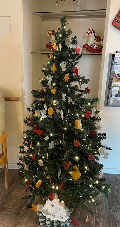 Diebstahlsicher ist wenigstens der kleine Weihnachtsbaum im Inneren des Seniorenhauses Altenholz. 
