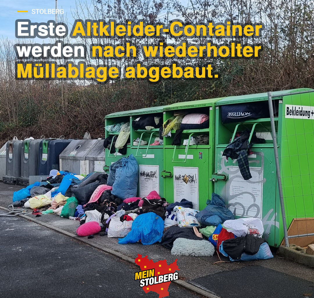 Stolberg: Altkleider-Container werden abgebaut - Stadt reagiert auf massives Müllproblem – Mein Stolberg