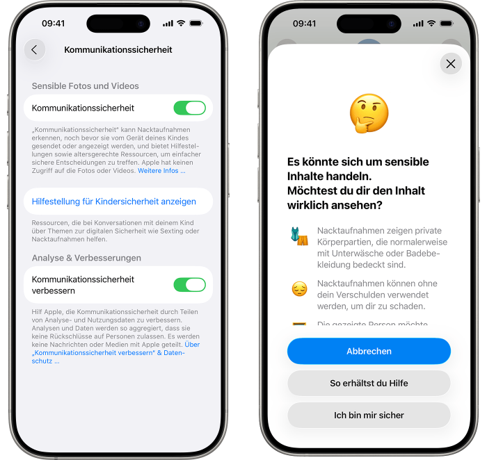 Apple Jugendschutz Kommunikationssicherheit Einstellungen