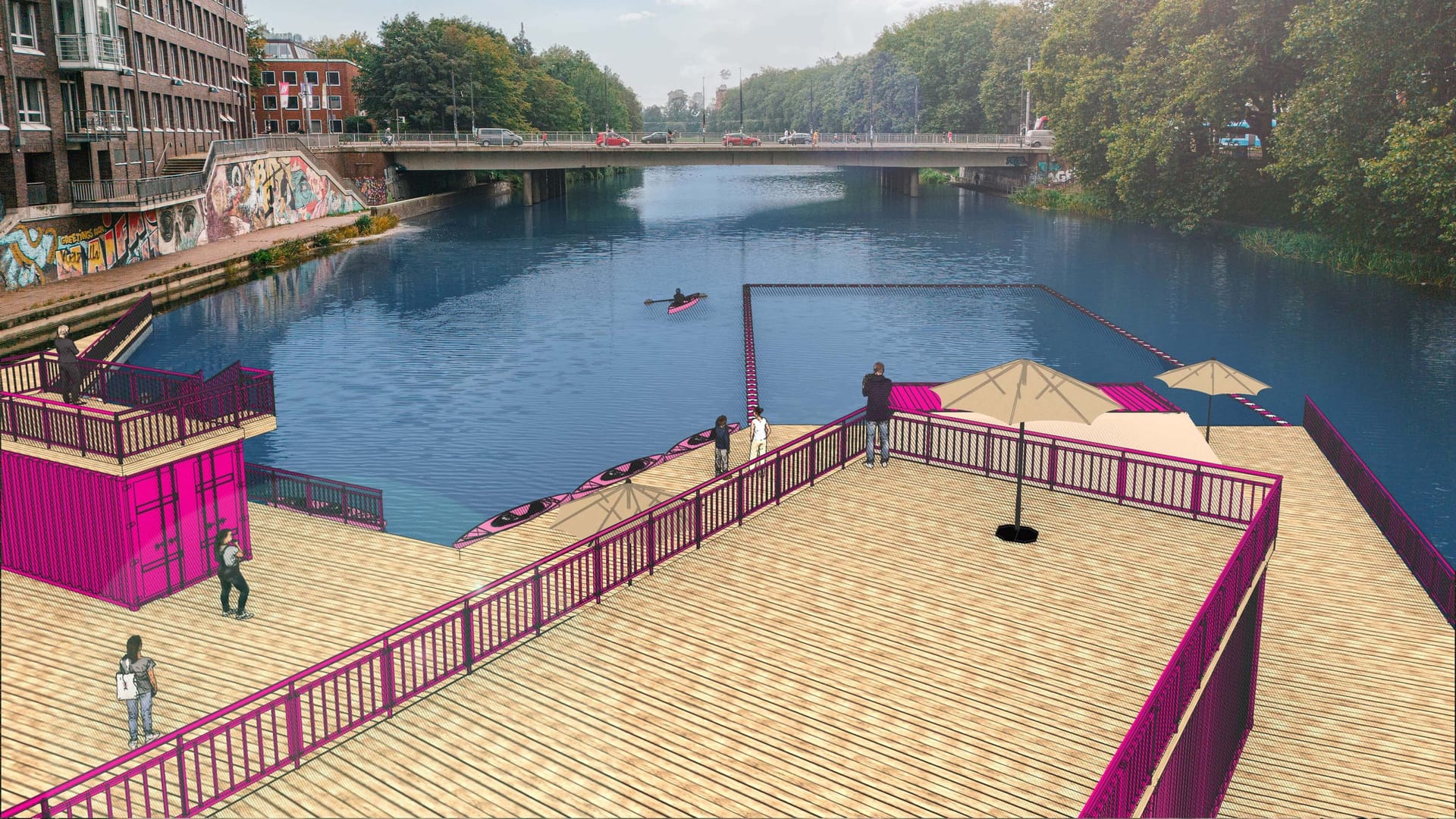 Badeinsel in der Kleinen Weser: Sollte die Idee umgesetzt werden, wäre Bremen um eine Attraktion reicher.