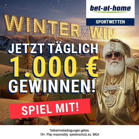 Jetzt bei Bet-at-Home täglich 1000 Euro gewinnen Gewinnspiel 1000€ täglich bei Bet-at-Home