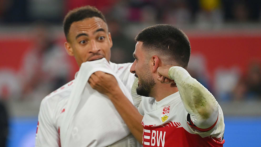 Die beiden Kumpels Deniz Undav (29/r.) und Jamie Leweling (24/l.) sind Stuttgarts Traumduo im Sturm