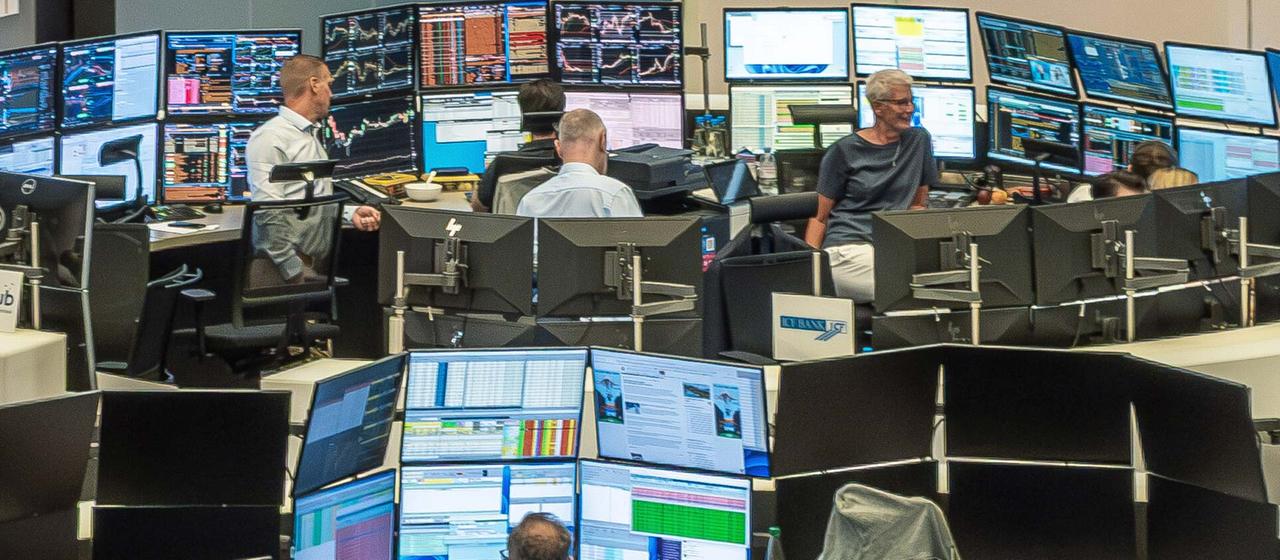 Börsenhändler an der Frankfurter Börse.