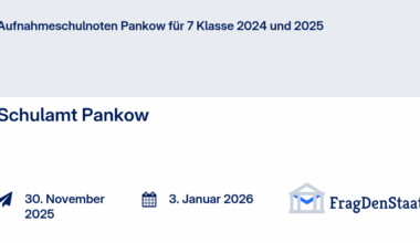 Aufnahmeschulnoten Pankow für 7 Klasse 2024 und 2025