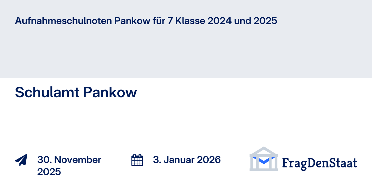 Aufnahmeschulnoten Pankow für 7 Klasse 2024 und 2025