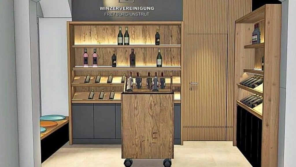Das ist eine Visualisierung des Weinshops in Halles Tourist-Information.