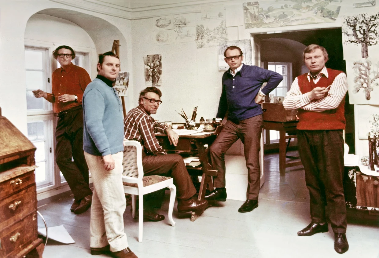 Die fünf vom Kollektiv Künstlerische Entwicklung: von links Heinz Werner, Peter Strang, Rudi Stolle, Volkmar Bretschneider und Ludwig Zepner.