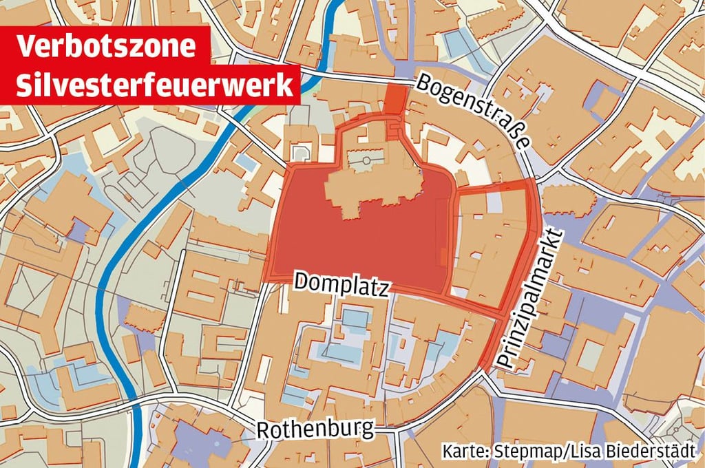 - Die Stadt Münster verbietet in der Silvesternacht 2025/2026 am Domplatz und Prinzipalmarkt das Abbrennen, Abschießen und Mitführen von Pyrotechnik. 