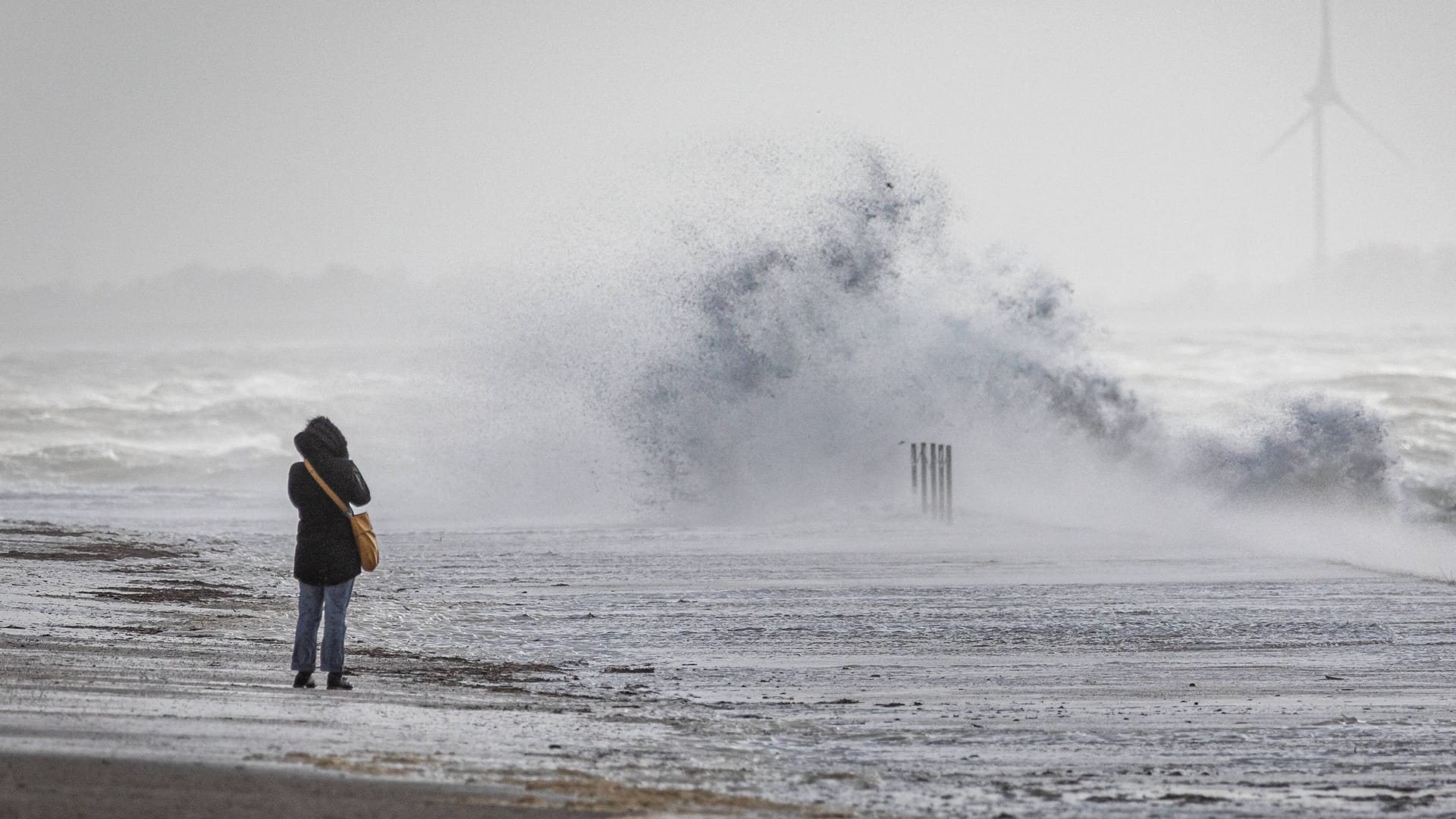 Eine Frau steht am Meer (Symbolbild): Am Montag wird es stürmisch.