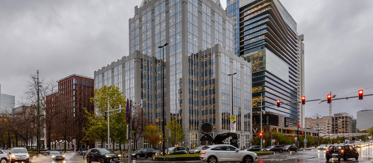 Blick auf den Hauptsitz des Finanzinstituts Euroclear in Brüssel.