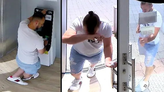 Der Mann steht in Verdacht, mit einer gestohlenen Bankkarte mehrfach Geld abgehoben zu haben. | Polizeiinspektion Hannover Überwachungsbilder zeigen einen von der Polizei Hannover gesuchten Mann an einem Geldautomaten