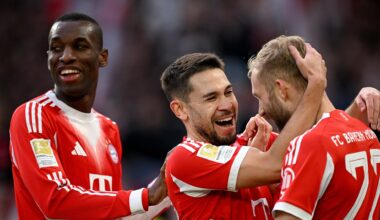 Torjubel nach dem 1:0 für den FC Bayern im Spiel gegen den VfB Stuttgart