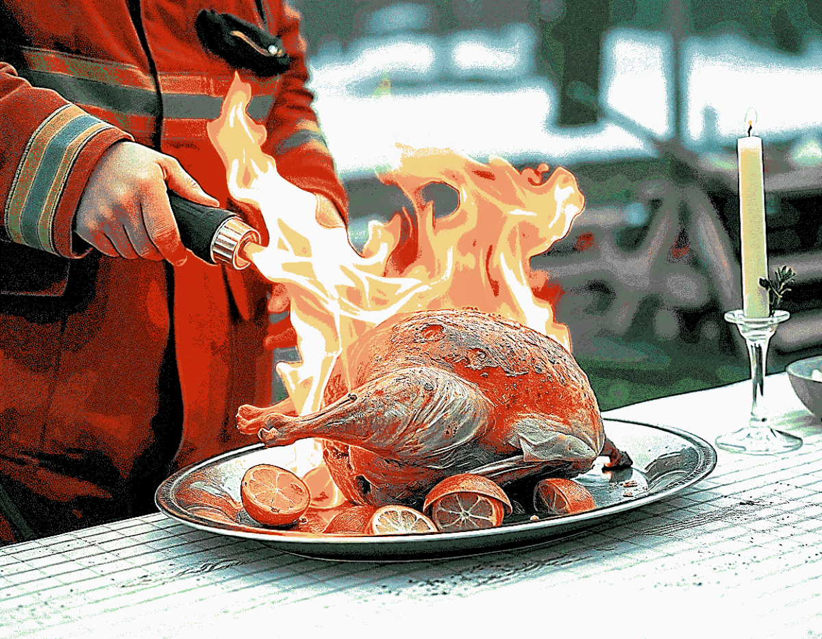 Fachbereichsleiter überreicht Weihnachtsbraten an die Feuerwehr in der Hauptwache - HalleSpektrum.de