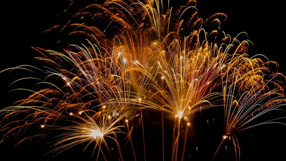 Ein Feuerwerk am Nachthimmel.