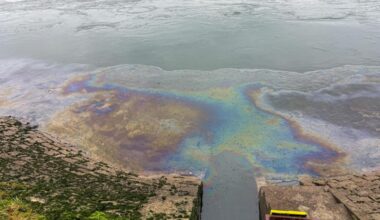 160 Meter Ölfilm im Rhein sorgt für Ermittlungen der Polizei Karlsruhe