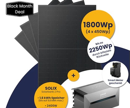 Kleines Kraftwerk 1800Wp Quattro mit optionaler Halterung & Anker Solarbank 3 E2700 Pro
