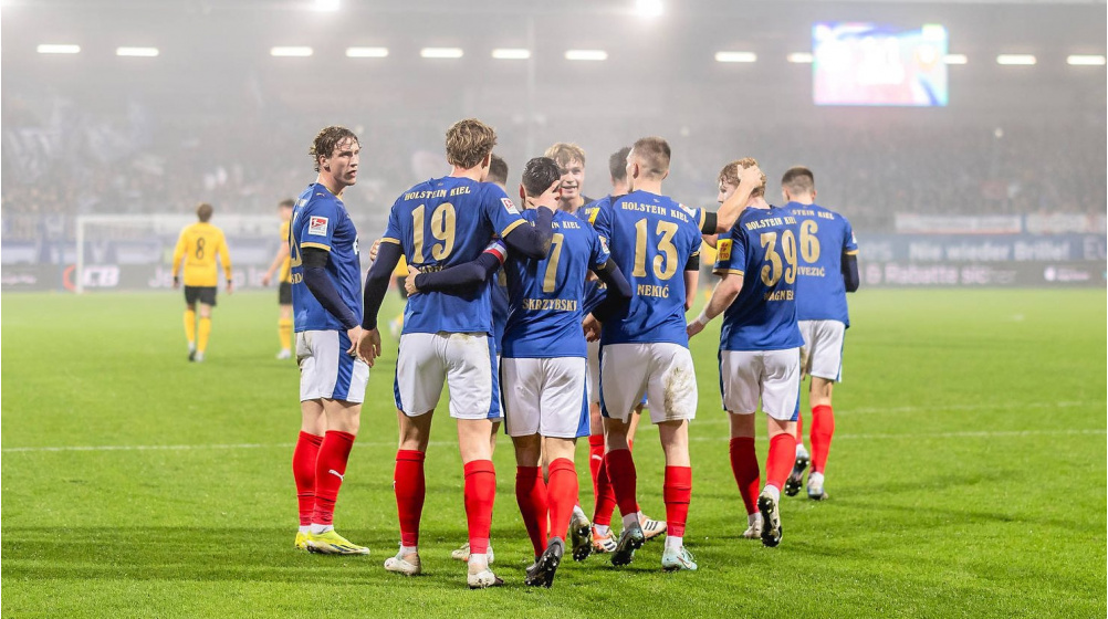 Holstein Kiel jubelt über Sieg gegen Dresden  – „Das schweißt zusammen“