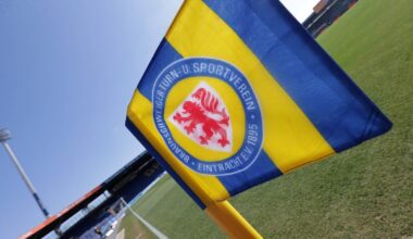 Die Eckfahne samt BTSV-Logo weht im Wind.