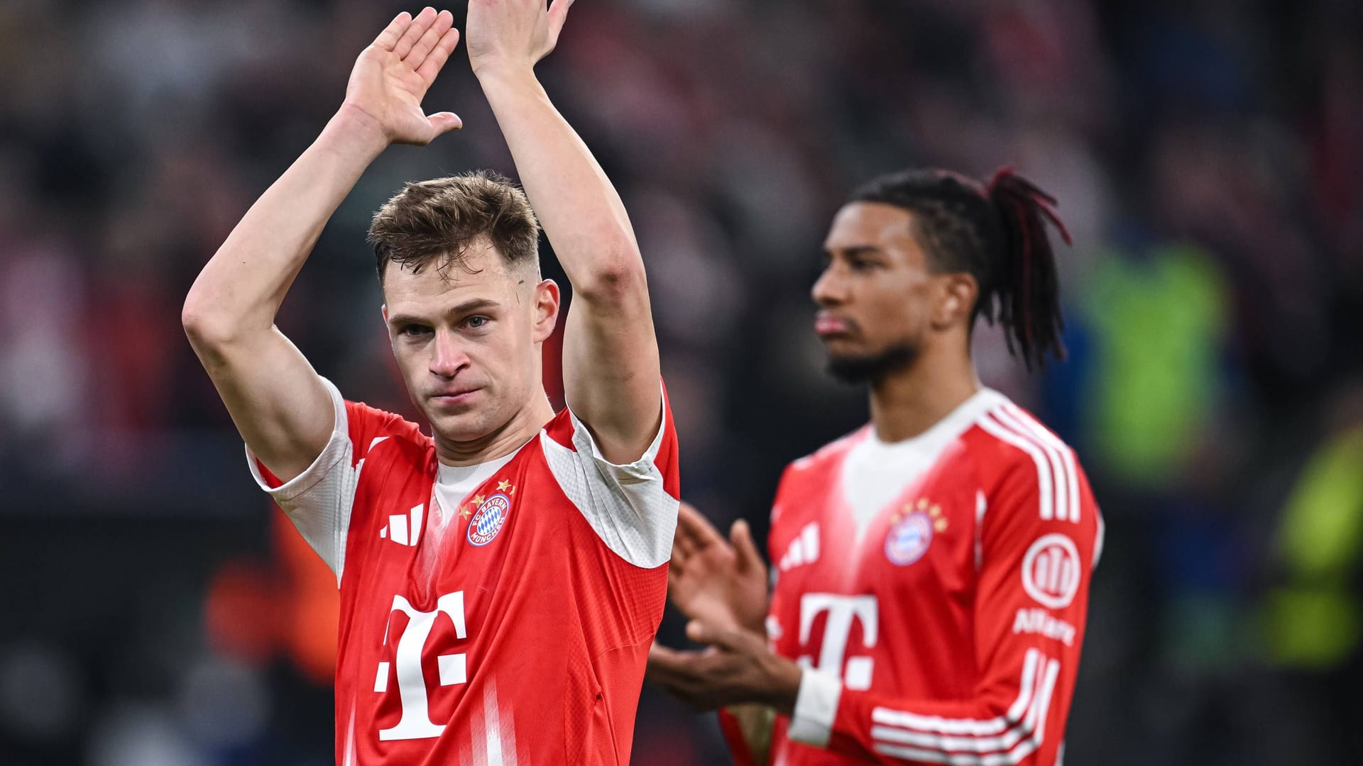 Joshua Kimmich nach dem Sieg gegen Sporting: Für den FC Bayern sieht es in Sachen Achtelfinale gut aus. Joshua Kimmich nach dem Sieg gegen Sporting: Für den FC Bayern sieht es in Sachen Achtelfinale gut aus.