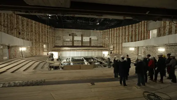 Ein Bild des im Bau befindlichen Konzertsaal des Kieler Schlosses