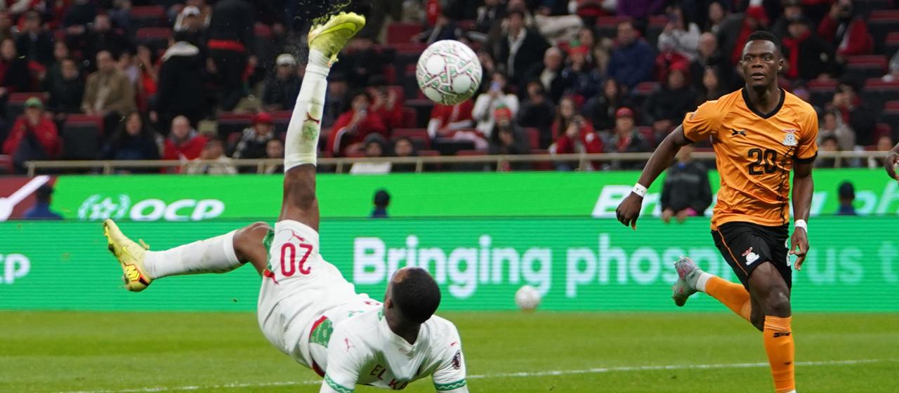 Ayoub El Kaabi erzielt Marokkos drittes Tor per Fallrückzieher