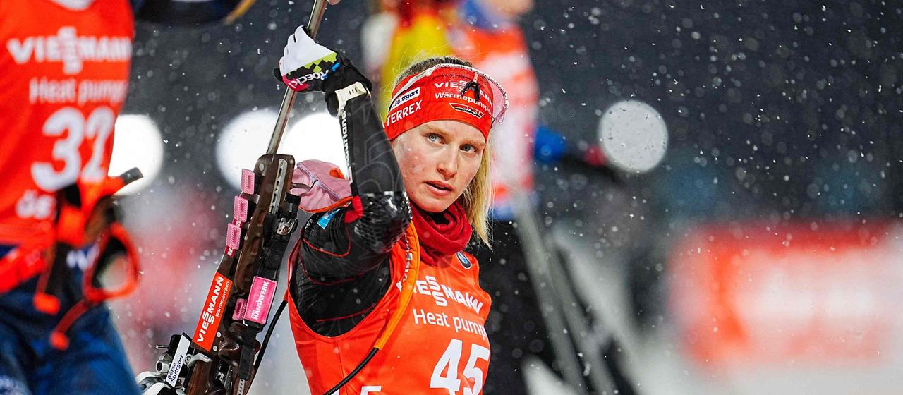 Julia Tannheimer in Östersund in Aktion. | AFP/BJORN LARSSON ROSVALL Julia Tannheimer in Östersund in Aktion.