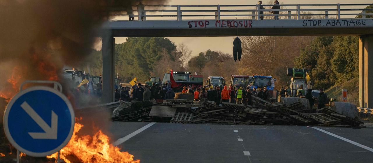Proteste auf einer französischen Autobahn gegen das Mercosur-Abkommen