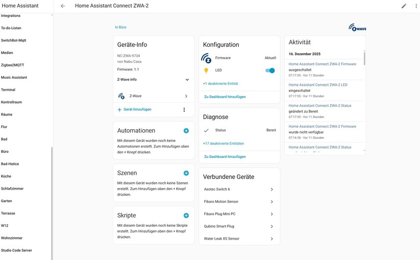 Einfache Inbetriebnahme und Verwaltung: Home Assistant Connect ZWA-2 mit Z-Wave und Z-Wave-Long Range