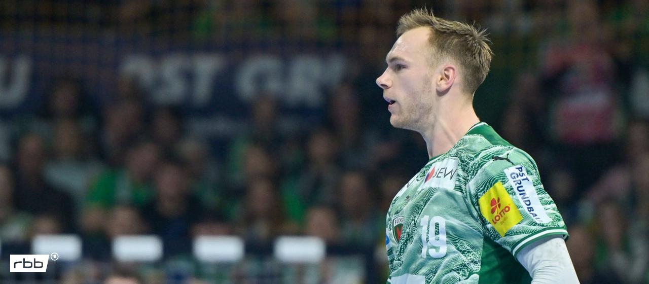 Matias Gidsel von den Füchse Berlin jubelt | Bild: IMAGO/Jan Huebner