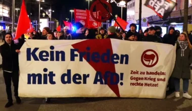 Hunderte demonstrieren in Hamburger Innenstadt gegen Gauland-Rede