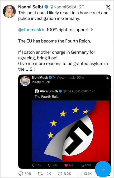 Naomi Seibt Tweets via Antja Hildebrant