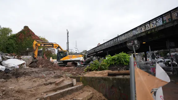 Blick auf die Baustelle an der Sternbrücke in Hamburg-Altona.