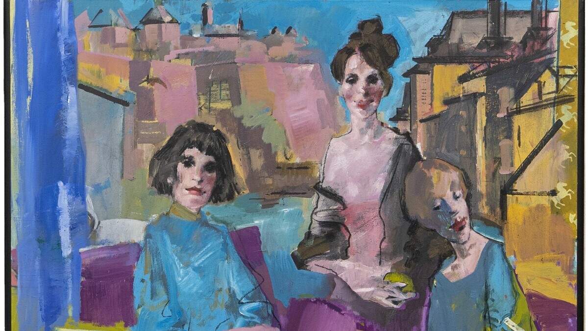 Zwei Künstler in einem Bild: ein junger Schauls, und ein älterer Schauls. Die Übermalung in diesem Gemälde erlaubt dem Künstler den Dialog mit der Vergangenheit.