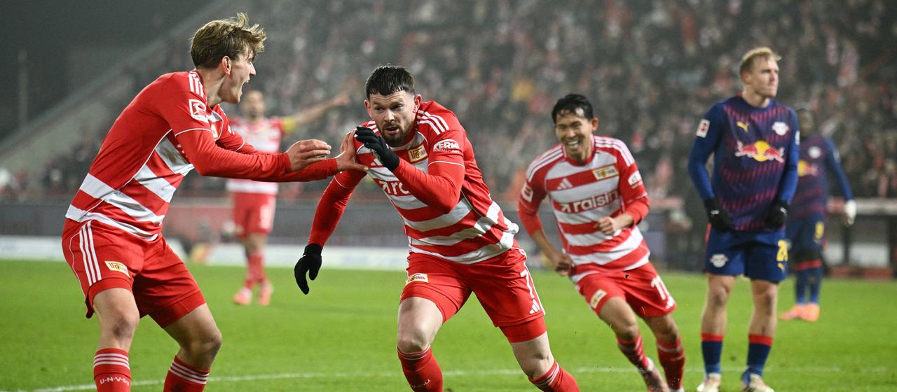 Unions Oliver Burke bejubelt seinen Treffer | REUTERS/Annegret Hilse Unions Oliver Burke bejubelt seinen Treffer